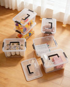 Citylife 6 Packs 6 QT Plastic Storage Bins with Latching Lids Clear Storage Box with handle Stackable Storage Containers for 