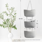 TeoKJ Over the Door Hanging Basket, 3-Tier Woven Cotton Wall-Mounted Storage Organizer Bag Decorative Hanging Nursery Baskets