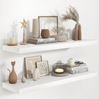Fun Memories 40 Inch Floating Shelves in White, 9.3 Inch Deep Floating Shelf for Bathroom Living Room Kitchen, Rusitc Wall Mo