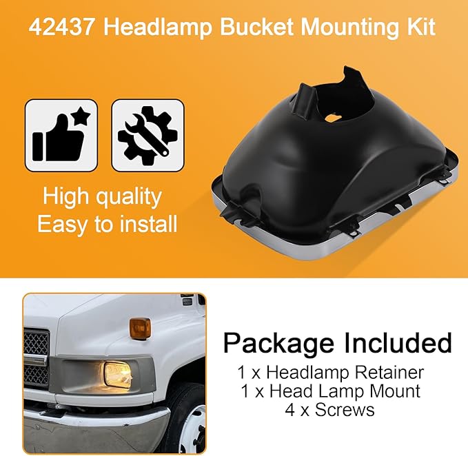42437 Headlamp Bucket Mounting Kit Replacement for 5 x 7 Headlight Fit for GMC/Chevrolet/Oldsmobile/Buick/Pontiac Specified M