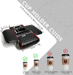 Car Armrest Cushion, Car Center Console Cover, Leather Armrest Cover for Car, Universal Middle Console Cushion with Storage Box, Cup Holder, Phone Slot, Waterproof Interior Accessories (black-red)