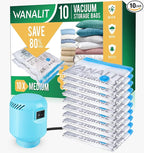 Vacuum Storage Bags with Electric Pump, 10 Pack Medium Size（28"x 18"） Reusable Compression Space Saving Bag for Clothes, Bedd