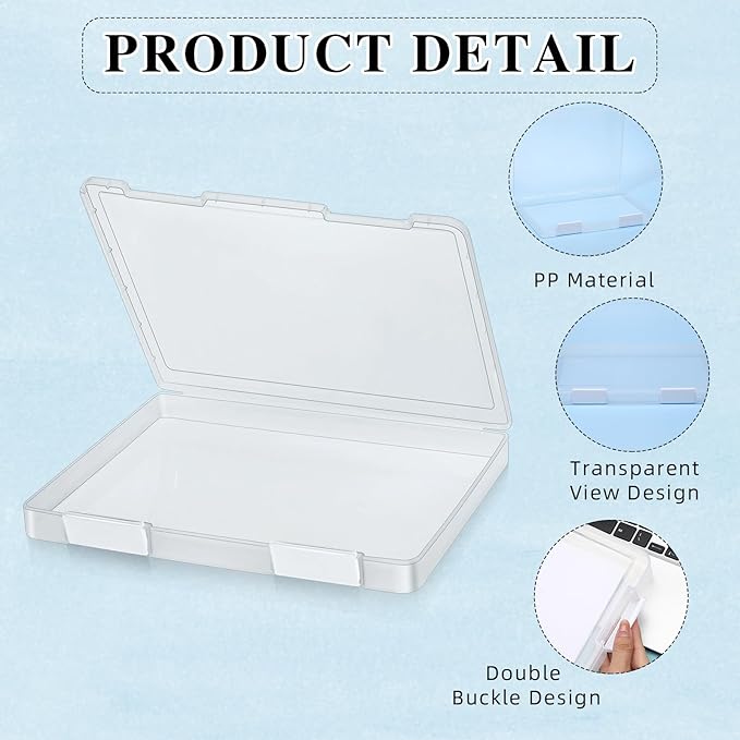 PerKoop 6 Pcs Clear Paper Storage Box A4 Plastic File Box Document Paper Organizer Storage Board Game Project Cases Container