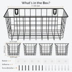 MaraFansie Hanging Kitchen Baskets Wire Storage Basket Adhesive and Screws Basket Over the Cabinet Door Organizer with Adhesi