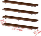 Industrial Pipe Wall Wood Shelves,Real Wooden Shelves 60" in Walnut Color with 11.8" Extra Width, Modern Floating Shevles Boo