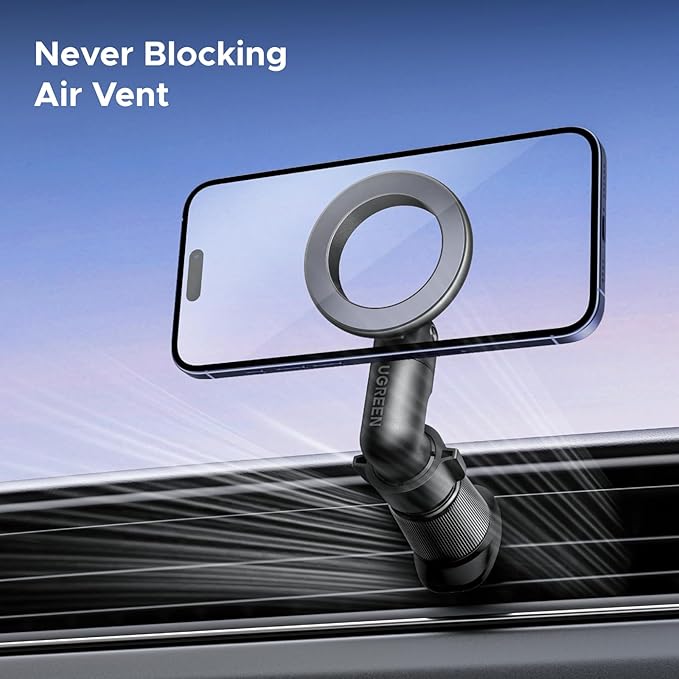 UGREEN Phone Mount for Magsafe Air Vent Car Mount Magnetic Never Block Phone Holder Strengthen Magnetic Power Compatible with iPhone 17 16 15 Pro Max 14 13 12 Pro Mini MagSafe Case