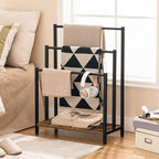 HOOBRO Free Standing Towel Rack, 3 Tier Blanket Rack, Blanket Holder for Bathroom, 23.6" L x 11" W x 31.9" H, Industrial Meta
