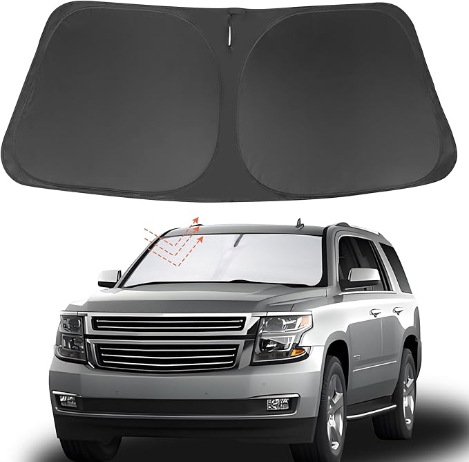 Front Windshield Sun Shade Foldable Car Front Window Sun Shade Windshield Shade Custom Fit for 2015-2020 Che-vrolet Tahoe SUV Block UV Rays Accessories Heat Keep Cooler