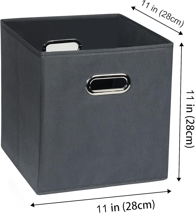Yunkeeeper storage bins Cubes, Fabric Cube Organizer with Handle, Foldable Cube Bins for Cloth or Accessary Storage, 11x11x11