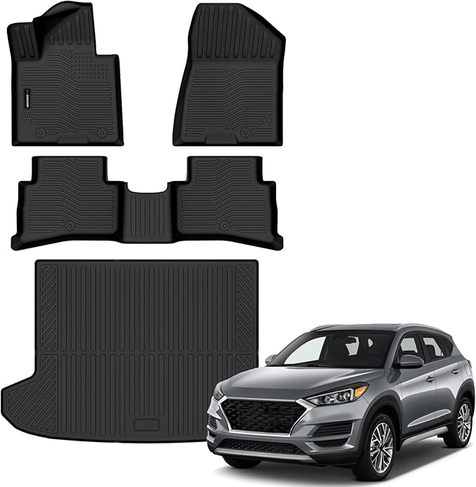 Auxko All Weather Floor Mats Cargo Mat for Hyundai Tucson 2019 2020 2021 All Season TPE Accessories Guard Odorless Anti-Slip Floor Liners Trunk Mat for Hyundai Tucson 2019-2021