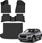 Auxko All Weather Floor Mats Cargo Mat for Hyundai Tucson 2019 2020 2021 All Season TPE Accessories Guard Odorless Anti-Slip Floor Liners Trunk Mat for Hyundai Tucson 2019-2021