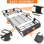 Heavy Duty Roof Rack Basket 64" x 39" - Adjustable Rooftop Cargo Carrier for SUV/Truck/Van w/Waterproof Bag, 200LB Capacity Universal Steel Roof Basket