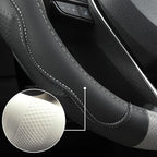 West Llama Customized Auto Car Steering Wheel Cover with 3D Texture for Dodge RAM 1500 2500 3500, 15.5-16 inch(Black+Gray-Lar