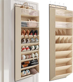 Mefirt 16-20 Pairs Over the Door Shoe Organizer, Clear Pockets Shoe Rack for Closet Door, Hanging Shoe Rack for Boots, Behind