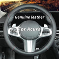 Custom-Fit for Acura Steering Wheel Cover, Genuine Leather Steering Wheel Cover, Non-Slip, Breathable, for Acura Accessories (Black (red Blue line), for Acura)