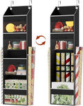 Black Over Door Wrapping Paper Organizer Storage with 3 Removable Drawers & Side Pockets – Dual Use Design with Elastic Strap