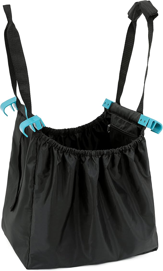 Handy Sandy Cart Caddy – 3-Pack Reusable Shopping Bags with Cart Clips | Heavy-Duty Grocery Organizer Tote Set | Eco-Friendly, Foldable, 40 lb Capacity | Black