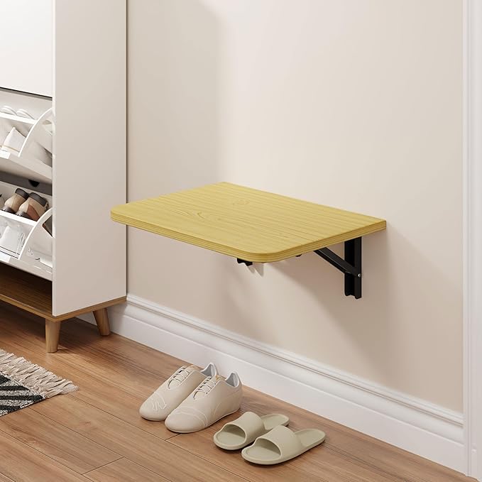 Foldable Floating Wall Shelves 16 inch, Bathroom Shelves Wall Mounted,12" Deep Wood Floating Kitchen shelves,Easy to Install 