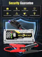 Car Battery Jump Starter 5000A Smart Portable Car Jump Starter Battery Pack (10.0 Gas/9.0L Diesel) 12V Safe Car Jumper with LCD Display Extended Jumper Cables, Fast Charge LED Light