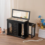Miratino Jewelry Box for Women Girls, Wooden Jewelry Organizer Box with Mirror, 5 Layer Jewelry Storage Case Display for Neck
