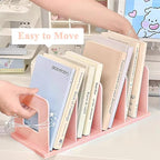 SAYEEC Desk File Sorter Vertical Desktop File Folder Organizer 4 Section Plastic Book Holder Adjustable Shelf Dividers Closet