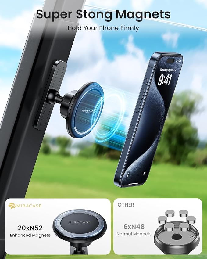 Miracase Magnetic Golf Cart, Gym Phone Holder, Strong Magnet Phone Mount Compatible with iPhone, Google Pixel Any Smartphone, Golf Cart Accessories Phone Caddy Gift for Friends