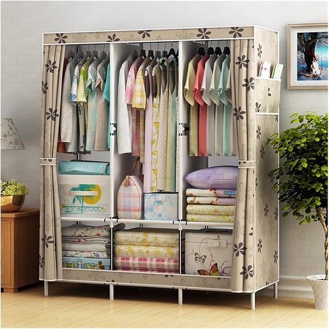 Wardrobe Closet Multifunction Portable Wardrobe Fabric Folding Clothes Storage Organizer Closet DIY Assembly Easy Install Rei