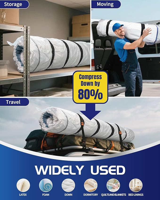 Vacuum Storage Bags for moving, Vacuum Seal Bags for Memory Foam, Latex, Clothing & Bedding, Space Saver Bags for Organizatio