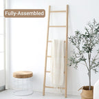 FUIN Fully Assembled 6ft Bamboo Blanket Ladders Living Room Wood Decorative Wall Leaning Farmhouse Quilt Display Holder Rusti
