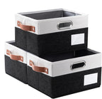 PRANDOM Foldable Storage Bins with Handles [3-Pack] Fabric Collapsible Storage Boxes Baskets Cubes Containers with Handles fo