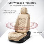 Huidasource Beige Front Seat Covers, Leather Car Seat Covers Front Seats, Driver Seat Cover Waterproof, Airbag Compatible, Un