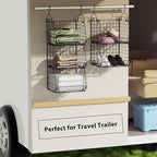 4 Tier Closet Hanging Organizer, Closet Organizers and Storage with 5 S Hooks, Closet Hanging Shelves & Freestanding Wire Sto