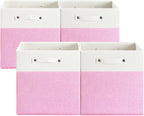 FinishingBo 13 x 13 Inch Fine Linen Storage Bins with Handles，Fabric Cube Boxs，Basket Organizers for Shelves for Home, Closet