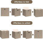 Posprica Collapsible Storage Bins,13×13 Foldable Storage Cube Boxes Fabric Drawer Fabric Storage Bins Vinyl Record Light Coff