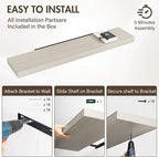 55 Inch Floating Shelves, 12" Deep Floating Shelf Wall Mounted, 55" Wall Shelves, Rustic Deep Bookshelf, Extra Deeper & Thick