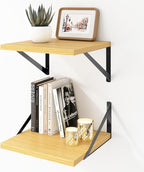 Deep Floating Shelves Wall Mounted, 12"x12" Oak Wall Shelves with Brackets Set of 2 for Bedroom, Living Room, Bathroom, Kitch