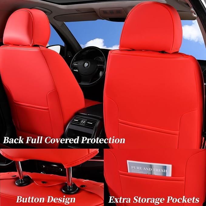 Coverado Car Seat Covers Full Set, Front Seat Cover and Back Seat Covers for Cars, Faux Leather Waterproof Seat Covers, Car S