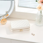Lolalet Travel Jewelry Case for Women Girls, Travel Jewelry Organizer Box with Mirror & Clear Storage Bag, Small Portable Ear