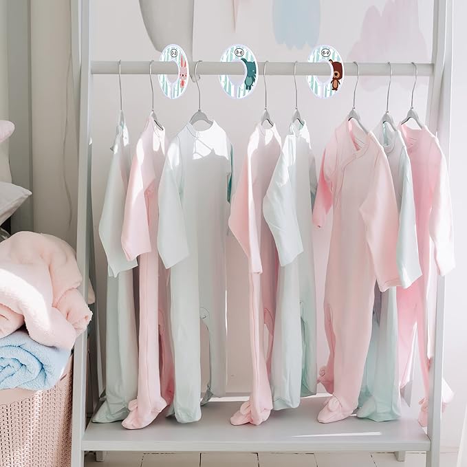 VIS'V Baby Hangers, 11 Inch Velvet Kids Hangers with 6 Pcs Clothes Size Dividers, Infant Toddler Nursery Closet Organization,