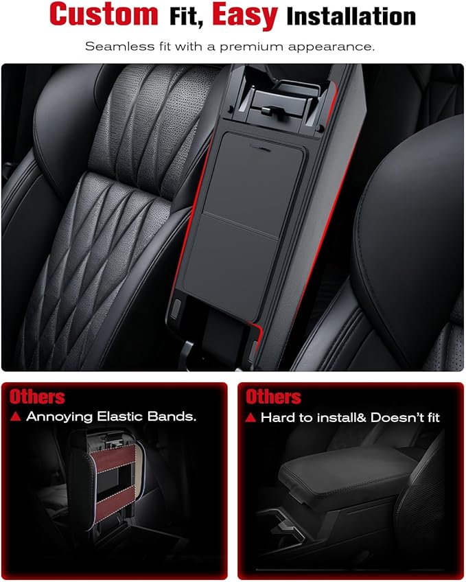 For 2025~2026 Mitsubishi Outlander (Not Fit Outlander Hybrid&Sport) 2-in-1 Silicone Center Console Armrest Cover&Armrest Hidden Privacy Tray - [OEM Design&Friendly Liquid Silicone Rubber] - Thin Black