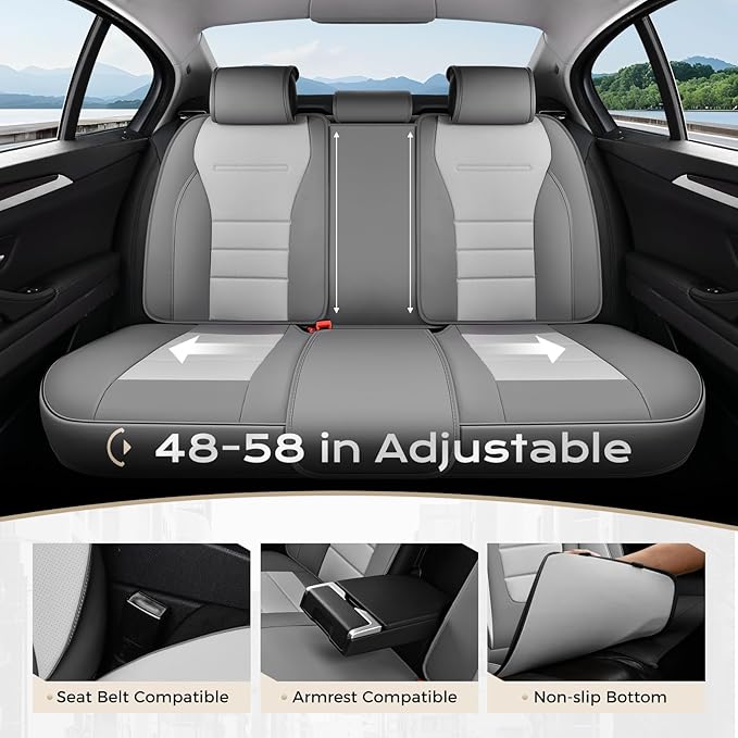 Coverado Car Seat Covers Full Set, Nappa Leather Seat Covers for Cars, Car Seat Protector Car Seat Cushion, Front and Back Se