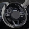 West Llama Microfiber Leather Car Steering Wheel Cover Universal Fit 15-15.5 inch SUV,Sedan,Car,Trucks(Black+Gray-M-Large Siz