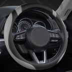 West Llama Microfiber Leather Car Steering Wheel Cover Universal Fit 15-15.5 inch SUV,Sedan,Car,Trucks(Black+Gray-M-Large Siz