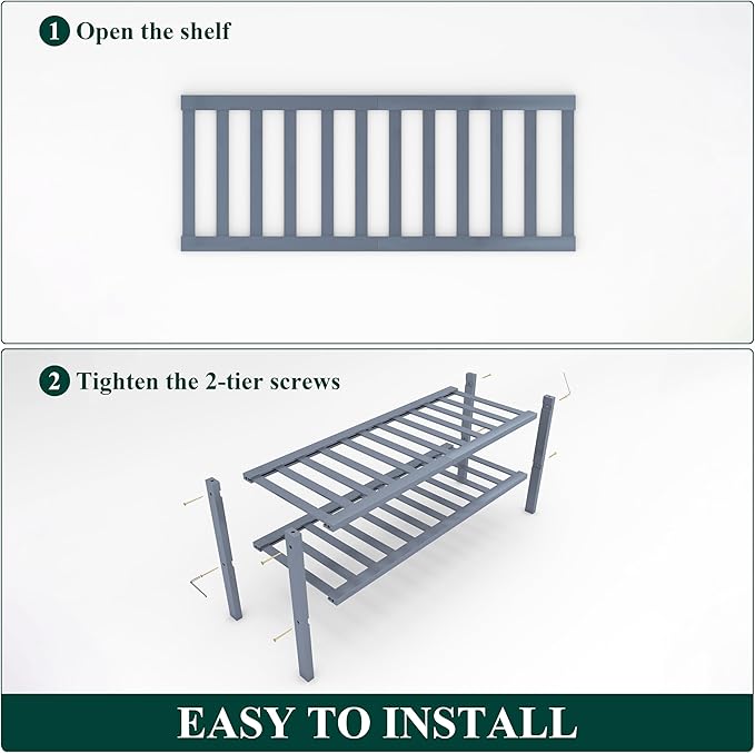 Smiry Shoe Rack, 2 Tier Bamboo Shoe Organizer, Stackable Free Standing Wooden Shoe Storage Shelf for Closet, Entryway, Front 