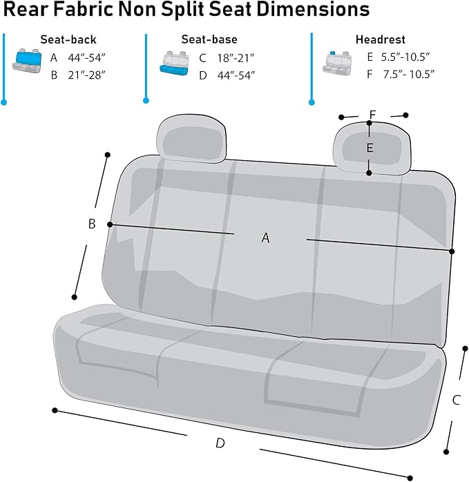 FH Group Automotive Rear Car Seat Covers for SUV, Trucks, Sedan and More - Universal Fit Front High Back & Rear Solid Bench D