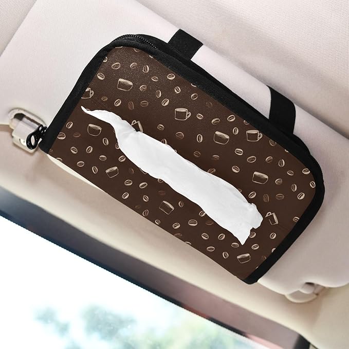 Car Tissue Holder Car Visor Organizer Tissue Box Holder for Car Sun Visor Organizer with Car Vehicle Accessories Essentials Interior for Women Men Brown Coffee Mug Bean