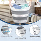 Collapsible Laundry Baskets Foldable Pop Up Laundry Hamper Plastic with Comfort Handles Folding Laundry Basket Space Saving P