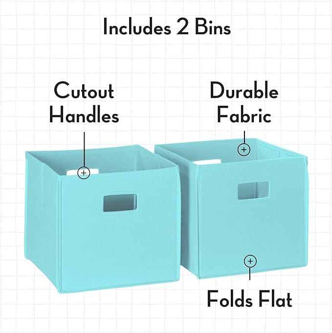 RiverRidge Folding Storage Bins with Handles Aqua Cube Storage Organizer for Closet, Bedroom & Playroom - Closet Organizers a