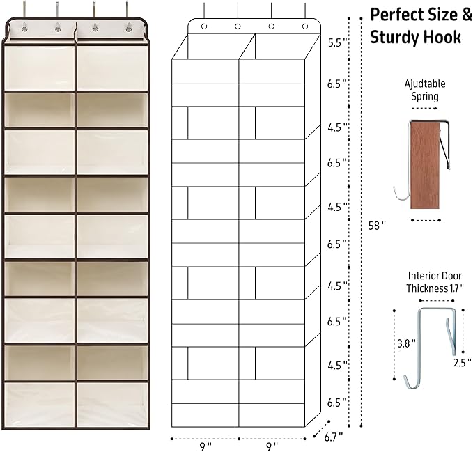 Giraffe Creation Over Door Hanging Organizer with 10 Large Capacity Pockets, Ideal Storage for Closet, Bathroom, Nursery, Bed
