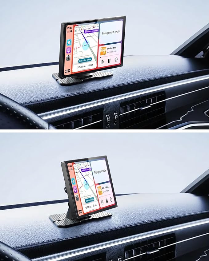 Carplay Mount for 7/9/10.26” Portable CarPlay Screen Holes Mount Holder,GPS Holder with Replaceable Extra-Large Adhesive Base,Adjustable Dashboard Sticky Stand for Car Play Devices